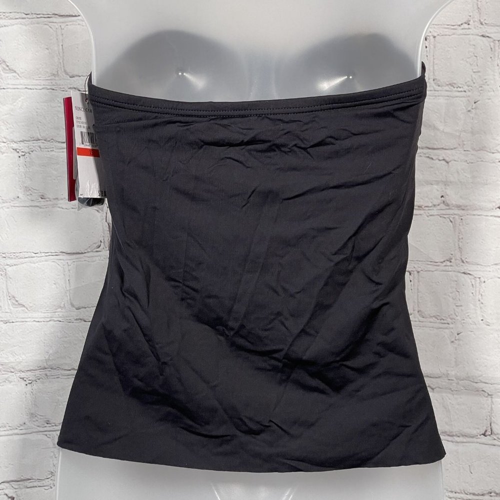 ☀️Vince Camuto Size Small Black Riviera Strapless Draped Tankini Top NWT $86 - Picture 8 of 9